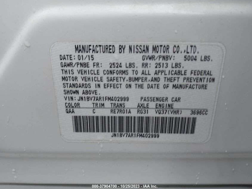 2015 INFINITI Q50 - JN1BV7AR1FM402999