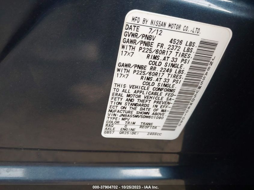 2013 NISSAN ROGUE SV - JN8AS5MV5DW601090