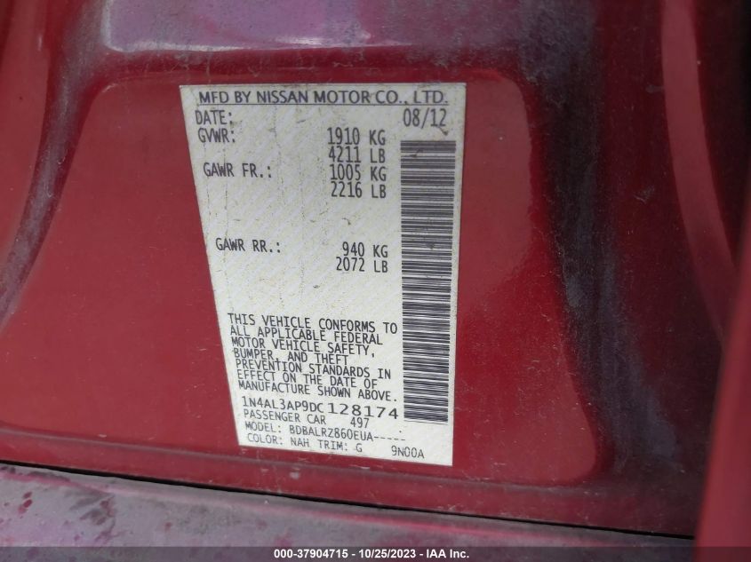 2013 NISSAN ALTIMA 2.5 S - 1N4AL3AP9DC128174