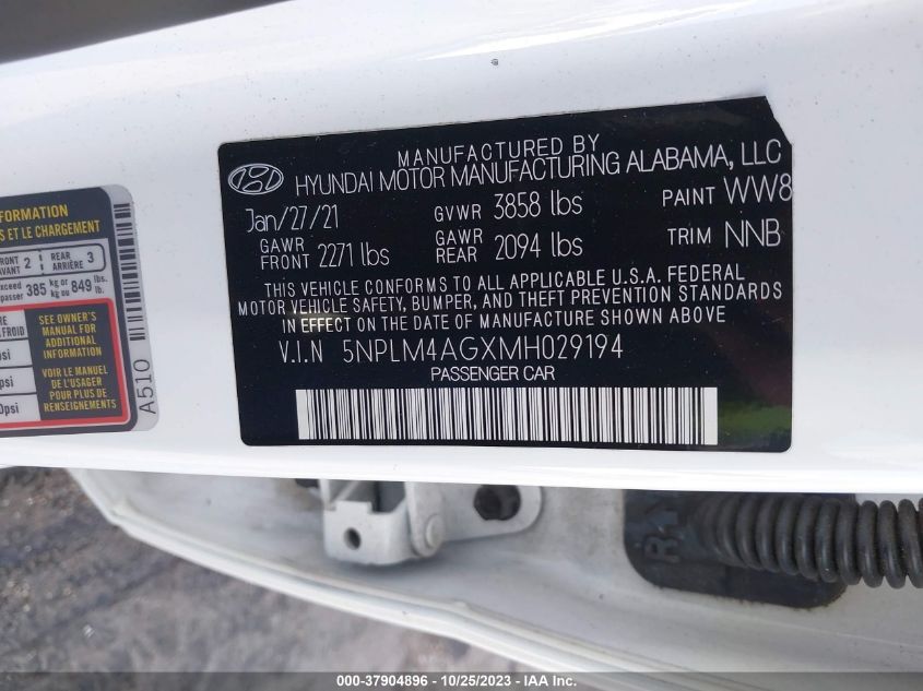 2021 HYUNDAI ELANTRA SEL - 5NPLM4AGXMH029194