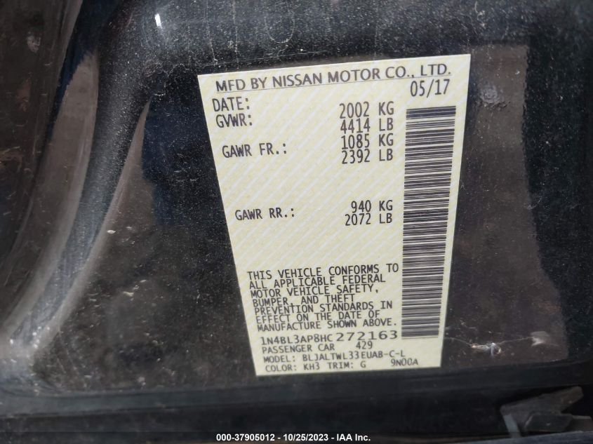 2017 NISSAN ALTIMA 3.5SL/3.5 SR - 1N4BL3AP8HC272163