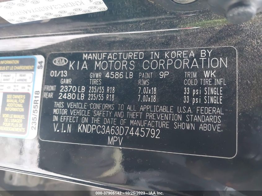 2013 KIA SPORTAGE SX - KNDPC3A63D7445792