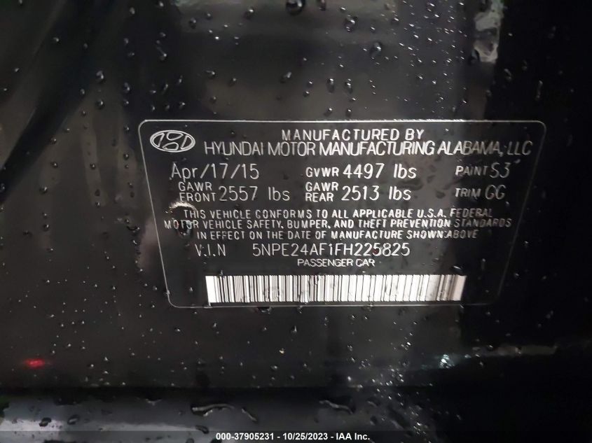 2015 HYUNDAI SONATA 2.4L SE - 5NPE24AF1FH225825