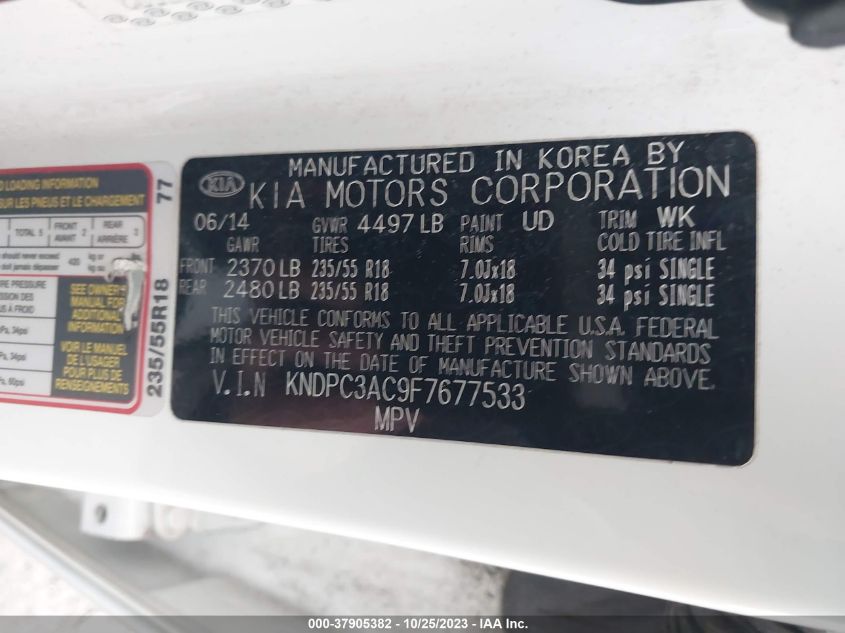2015 KIA SPORTAGE EX - KNDPC3AC9F7677533