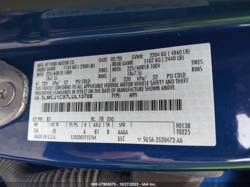 2020 LINCOLN CORSAIR STANDARD - 5LMCJ1C97LUL13708