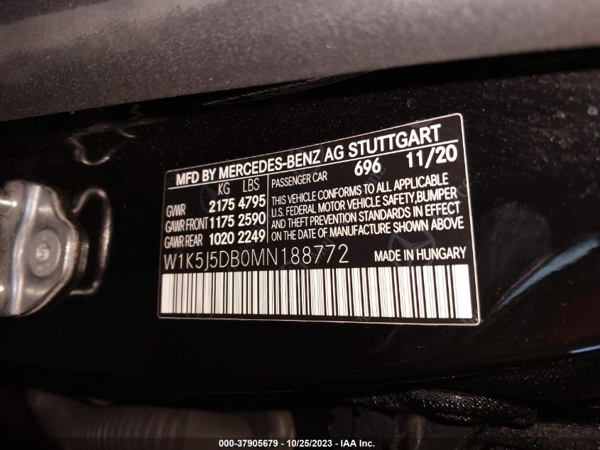 2021 MERCEDES-BENZ AMG CLA 45 W1K5J5DB0MN188772