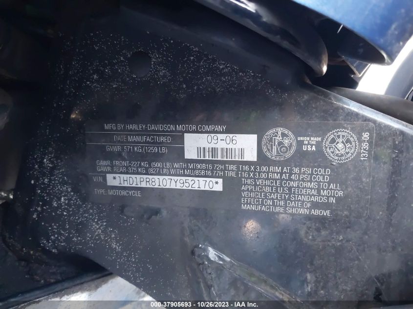 2007 HARLEY-DAVIDSON FLHTCUSE - 1HD1PR8107Y952170