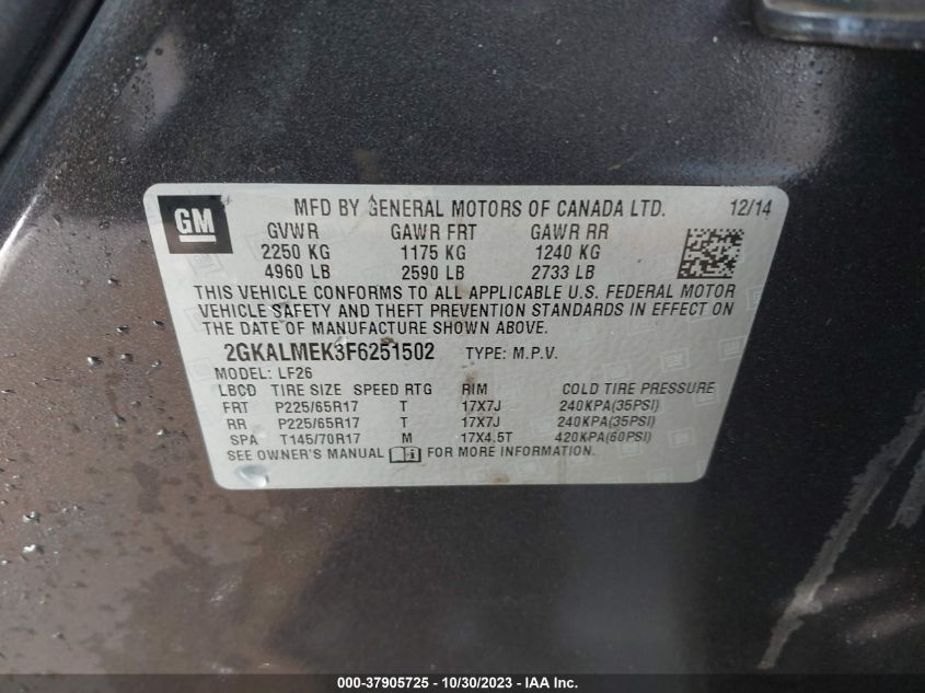 2015 GMC TERRAIN SLE - 2GKALMEK3F6251502