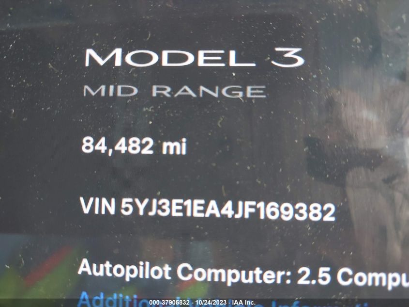 2018 TESLA MODEL 3 RANGE BATTERY - 5YJ3E1EA4JF169382