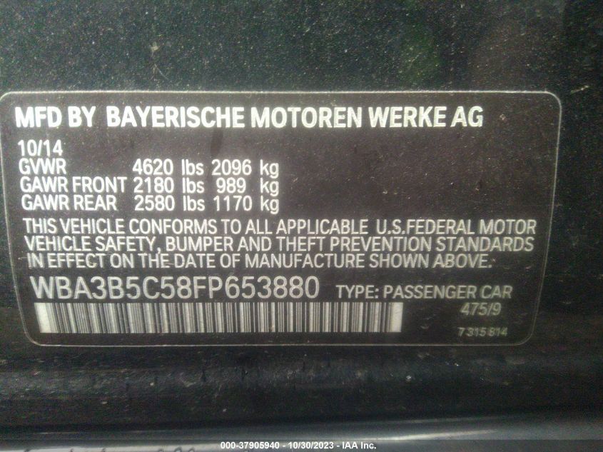 2015 BMW 3 SERIES 328I XDRIVE - WBA3B5C58FP653880