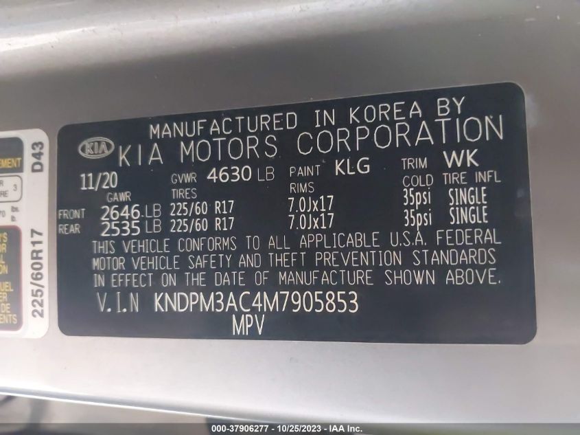 2021 KIA SPORTAGE LX - KNDPM3AC4M7905853