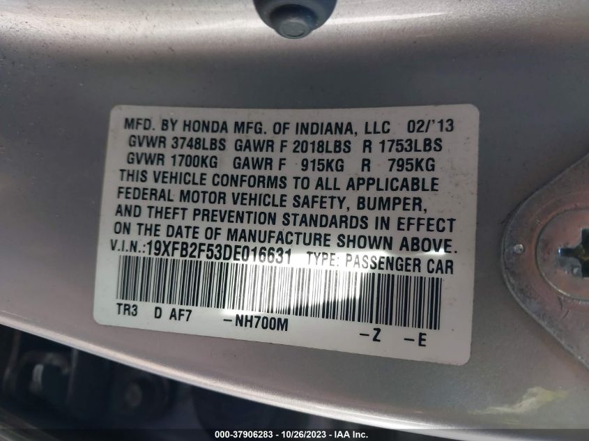 2013 HONDA CIVIC SDN LX - 19XFB2F53DE016631