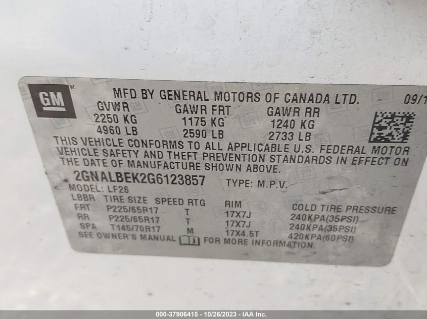 2016 CHEVROLET EQUINOX LS - 2GNALBEK2G6123857
