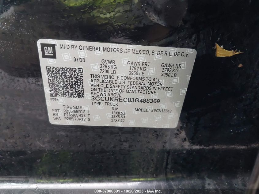2018 CHEVROLET SILVERADO 1500 LT - 3GCUKREC8JG488369