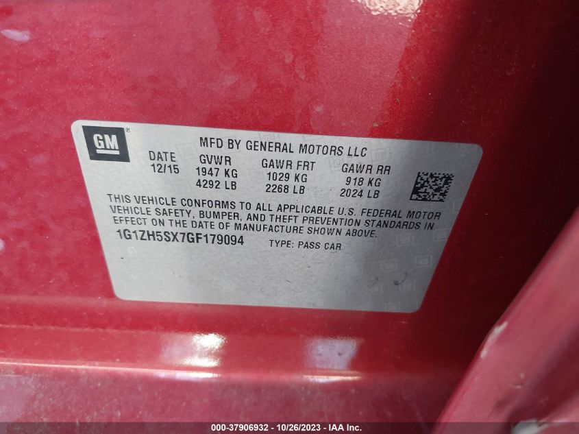 2016 CHEVROLET MALIBU PREMIER - 1G1ZH5SX7GF179094