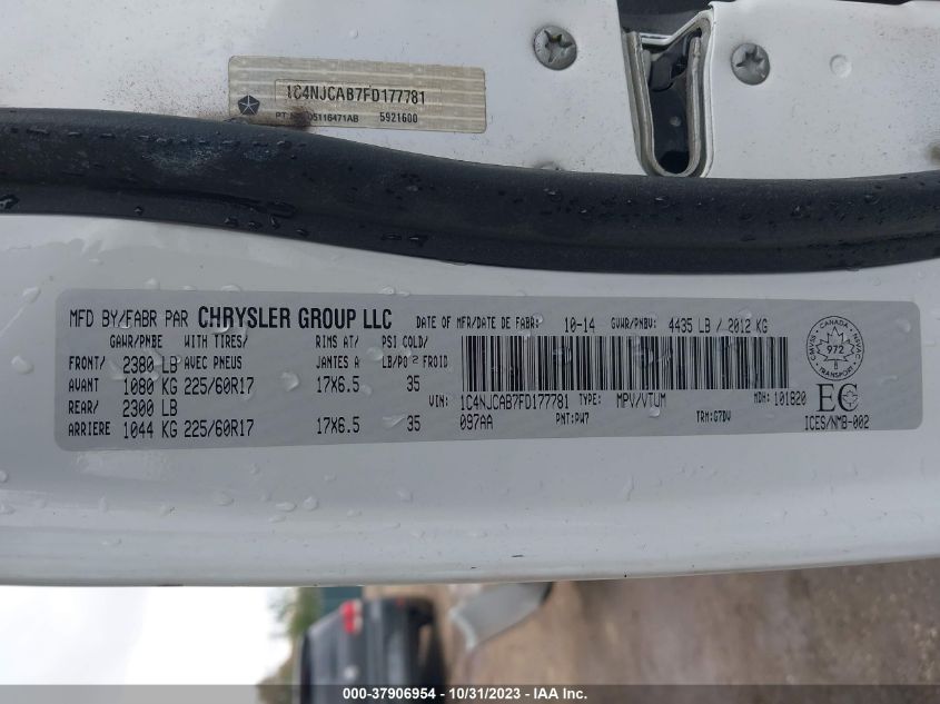 2015 JEEP COMPASS NORTH - 1C4NJCAB7FD177781