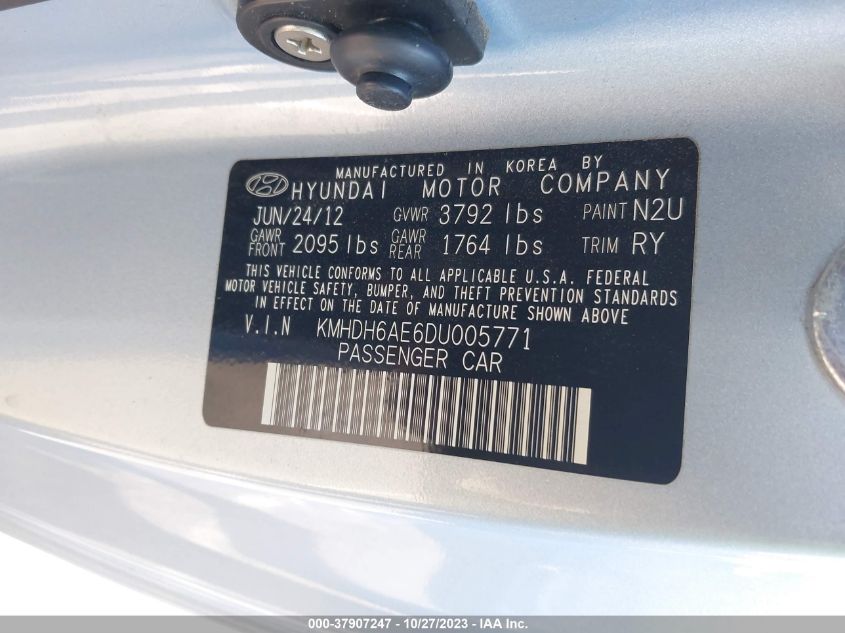 2013 HYUNDAI ELANTRA COUPE SE KMHDH6AE6DU005771