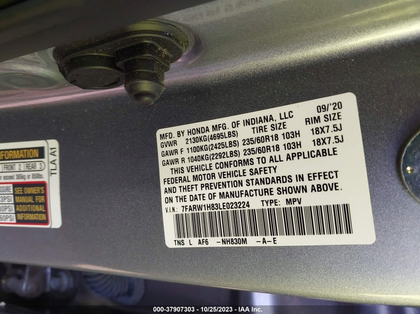 VIN 7FARW1H83LE023224 2020 HONDA CR-V EXL