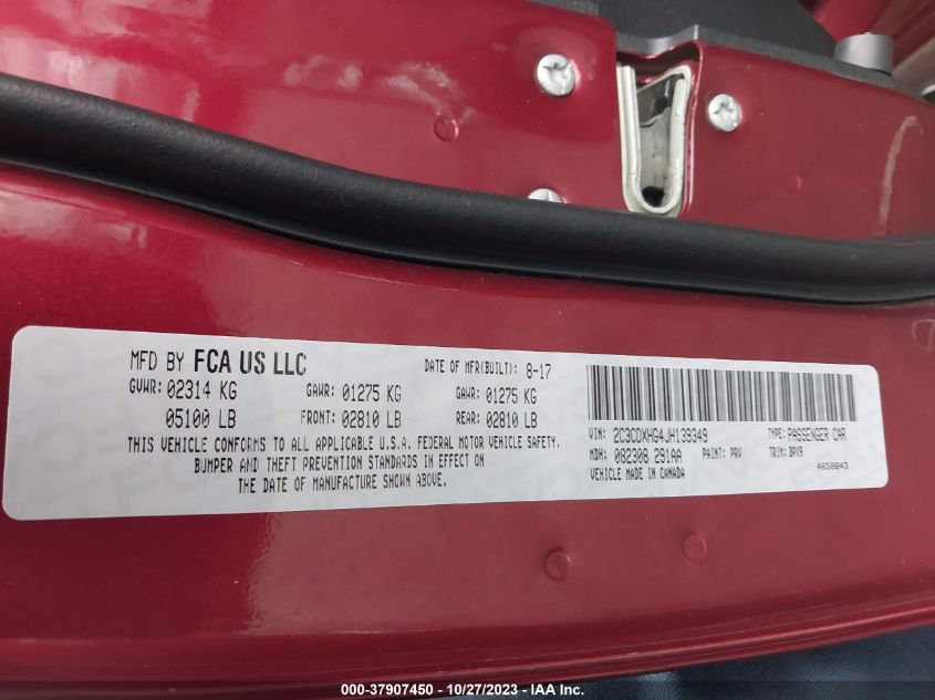 2018 DODGE CHARGER SXT PLUS - 2C3CDXHG4JH139349