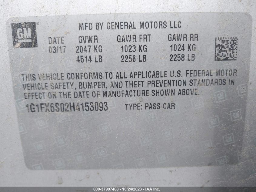 2017 CHEVROLET BOLT EV PREMIER - 1G1FX6S02H4153093