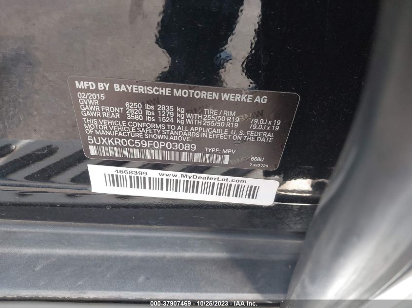2015 BMW X5 XDRIVE35I - 5UXKR0C59F0P03089