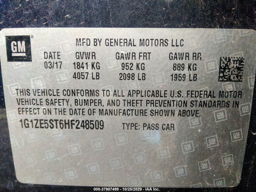 2017 CHEVROLET MALIBU LT - 1G1ZE5ST6HF248509
