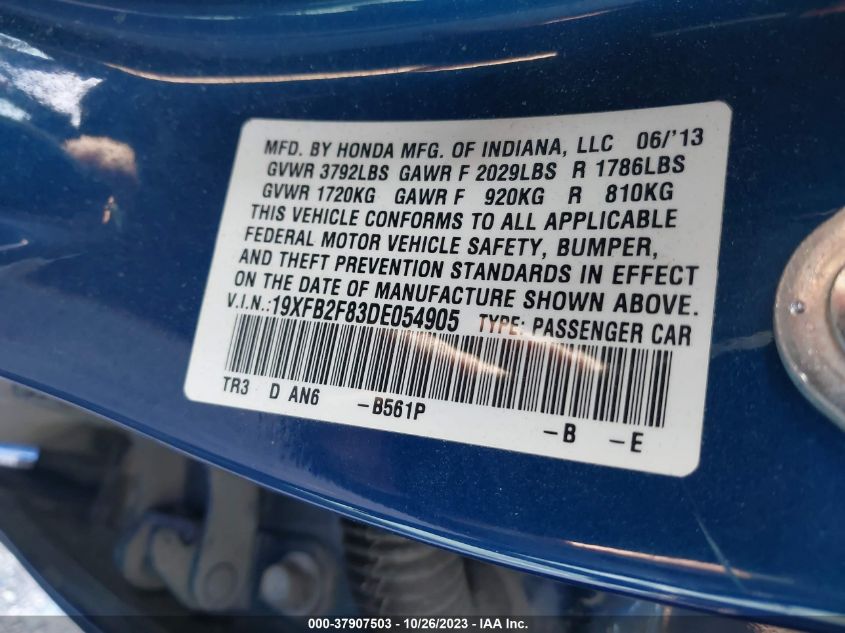 2013 HONDA CIVIC SDN EX - 19XFB2F83DE054905