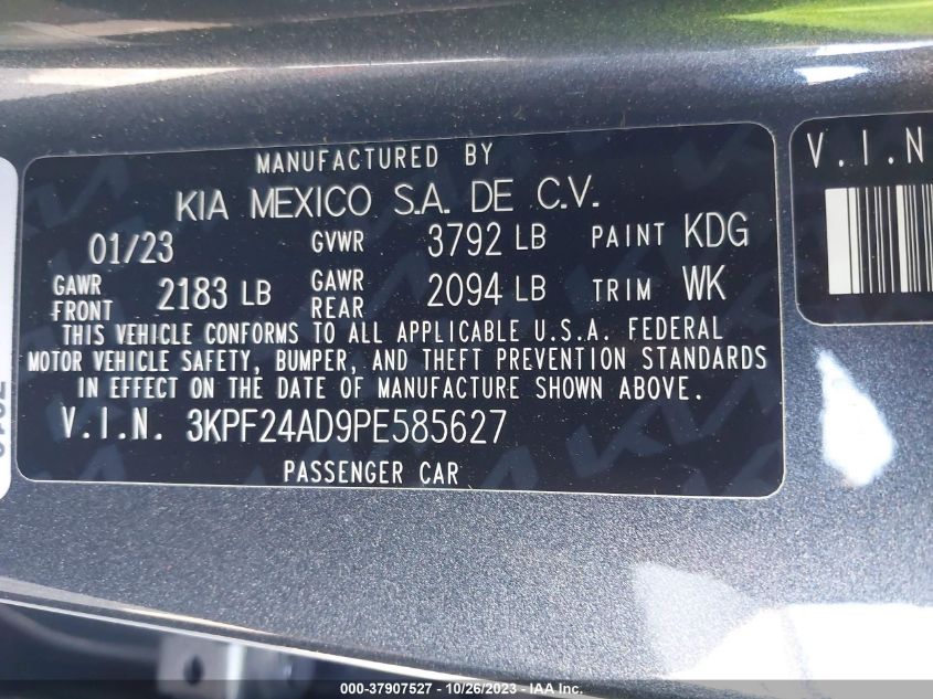 2023 KIA FORTE LXS - 3KPF24AD9PE585627