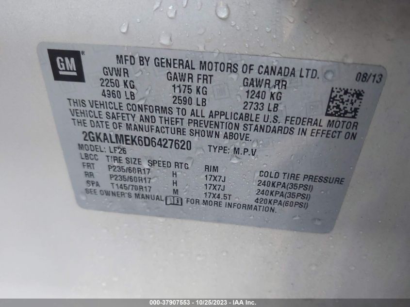 2013 GMC TERRAIN SLE - 2GKALMEK6D6427620