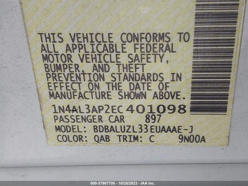 2014 NISSAN ALTIMA 2.5 SV - 1N4AL3AP2EC401098