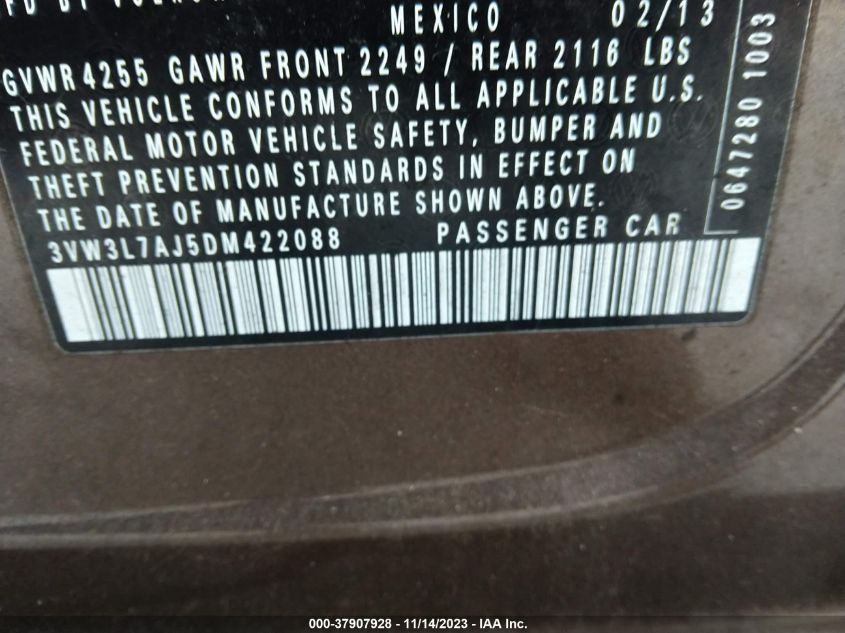 2013 VOLKSWAGEN JETTA SEDAN TDI 3VW3L7AJ5DM422088