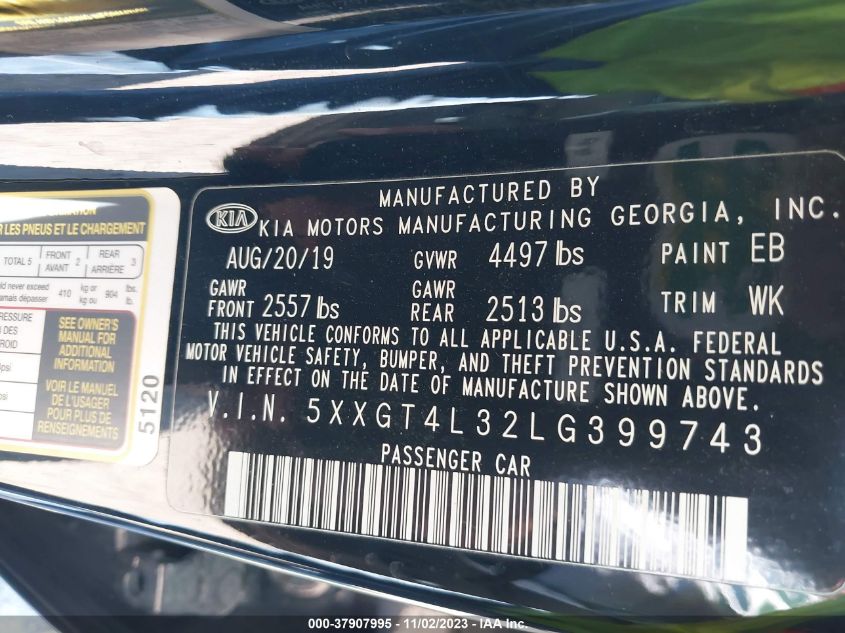 2020 KIA OPTIMA LX/S/SE - 5XXGT4L32LG399743