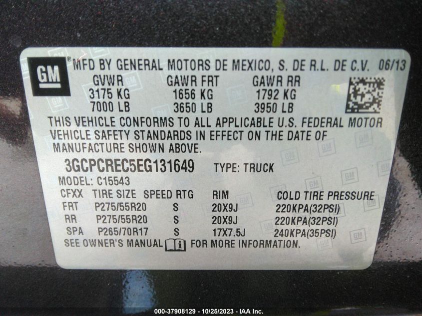 2014 CHEVROLET SILVERADO 1500 LT - 3GCPCREC5EG131649