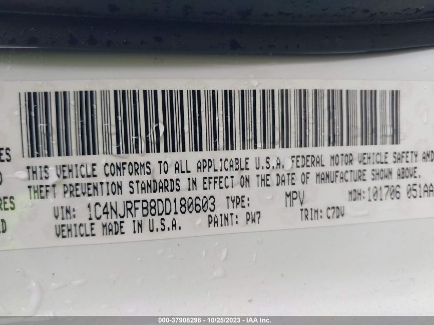 2013 JEEP PATRIOT LATITUDE - 1C4NJRFB8DD180603