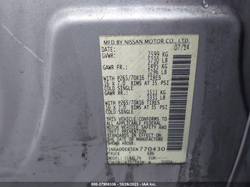 2014 NISSAN FRONTIER SV - 1N6AD0ER5EN770430