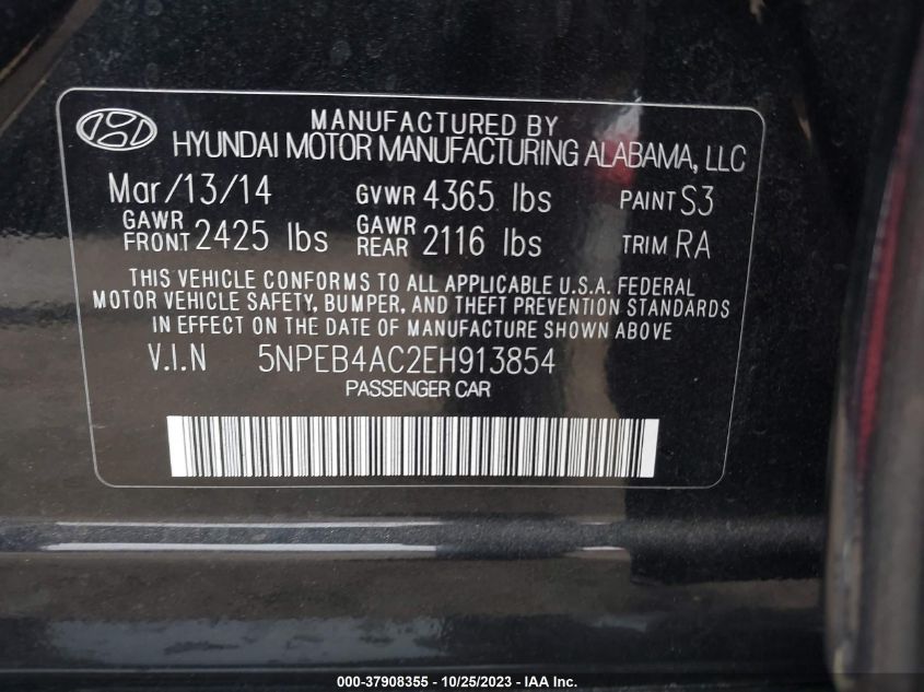 2014 HYUNDAI SONATA GLS - 5NPEB4AC2EH913854