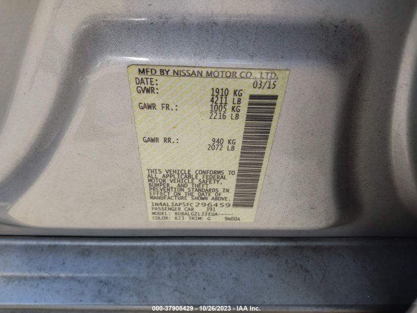 2015 NISSAN ALTIMA 2.5 - 1N4AL3AP5FC296459