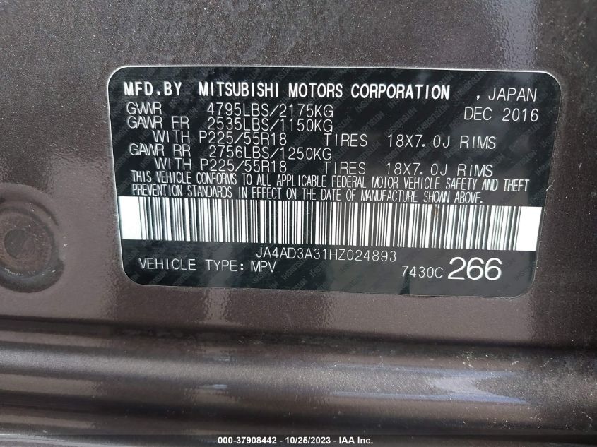2017 MITSUBISHI OUTLANDER SE - JA4AD3A31HZ024893