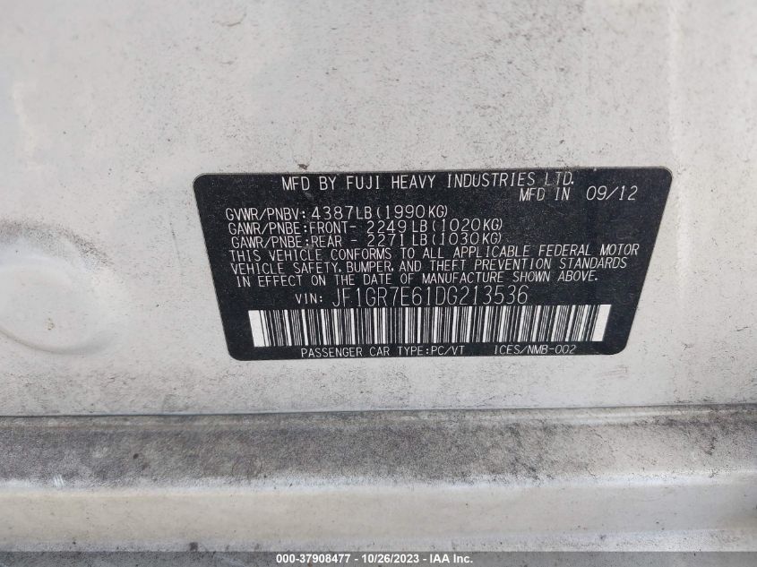 2013 SUBARU IMPREZA WAGON WRX WRX JF1GR7E61DG213536