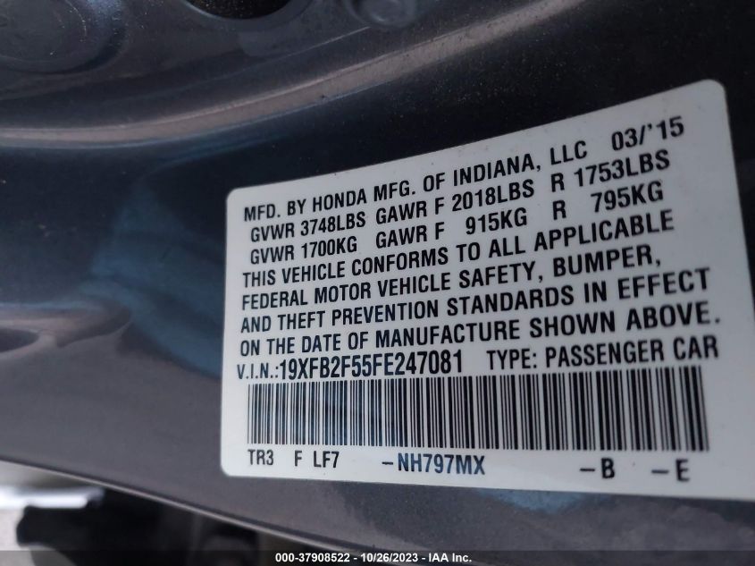 2015 HONDA CIVIC SEDAN LX - 19XFB2F55FE247081