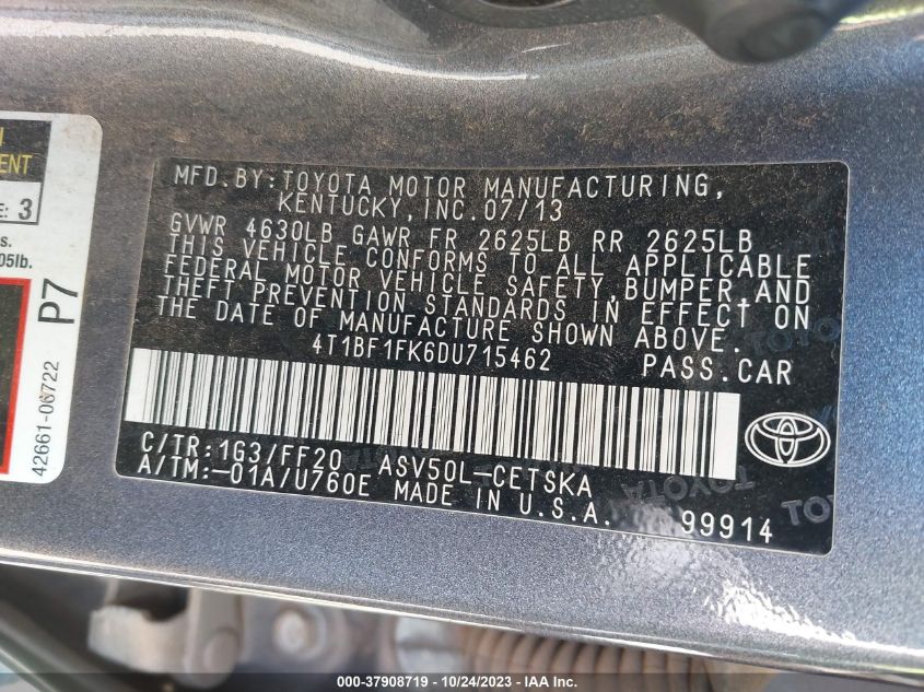 2013 TOYOTA CAMRY SE - 4T1BF1FK6DU715462