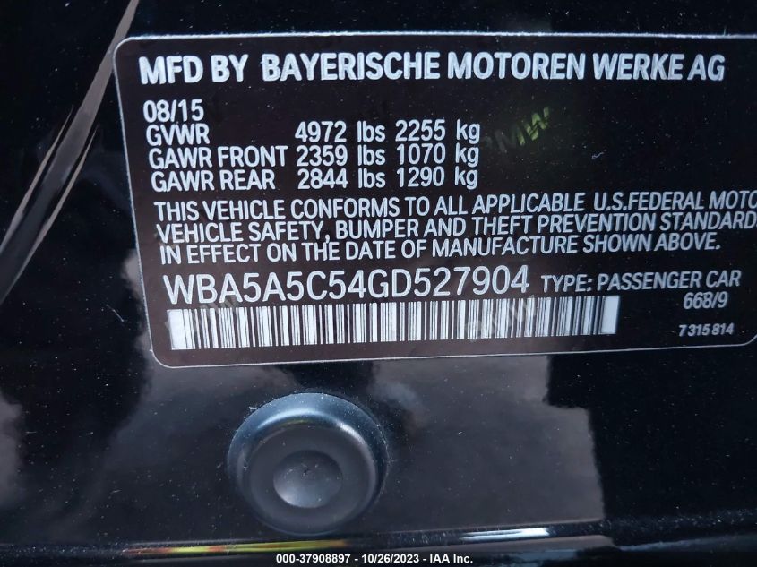 2016 BMW 528I WBA5A5C54GD527904