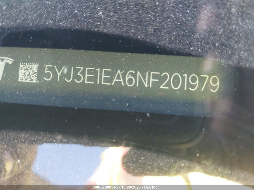 2022 TESLA MODEL 3 - 5YJ3E1EA6NF201979