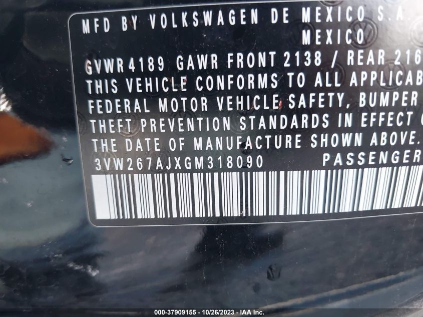 2016 VOLKSWAGEN JETTA 1.4T S - 3VW267AJXGM318090