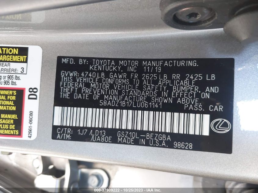 58ADZ1B17LU061141 Lexus ES ES 350 9