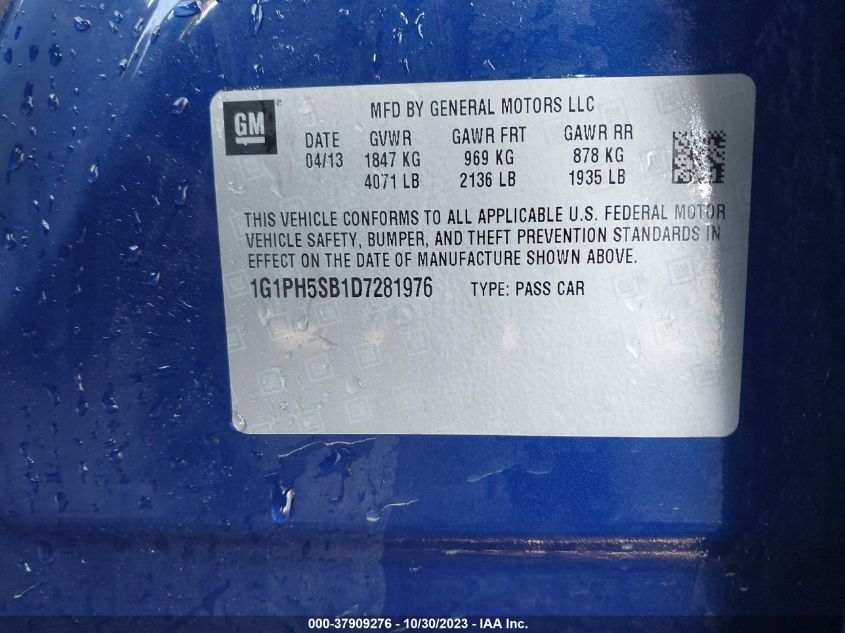 2013 CHEVROLET CRUZE ECO - 1G1PH5SB1D7281976