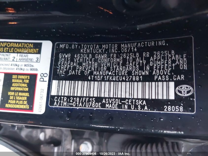 2014 TOYOTA CAMRY L/SE/LE/XLE - 4T1BF1FK8EU427881
