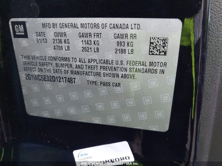 2013 CHEVROLET IMPALA LTZ - 2G1WC5E32D1217487