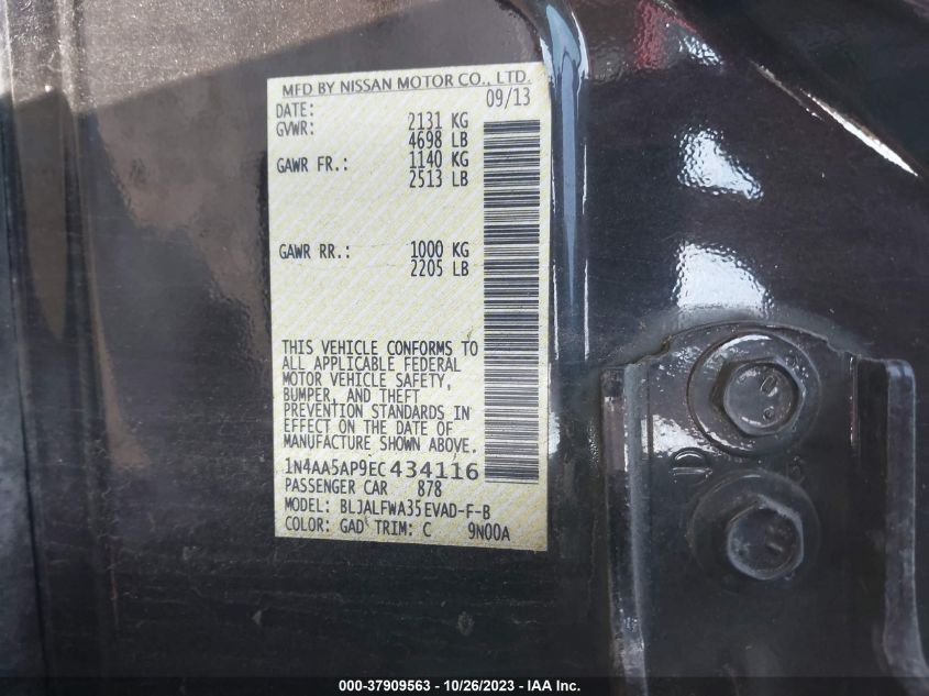 2014 NISSAN MAXIMA 3.5 SV - 1N4AA5AP9EC434116