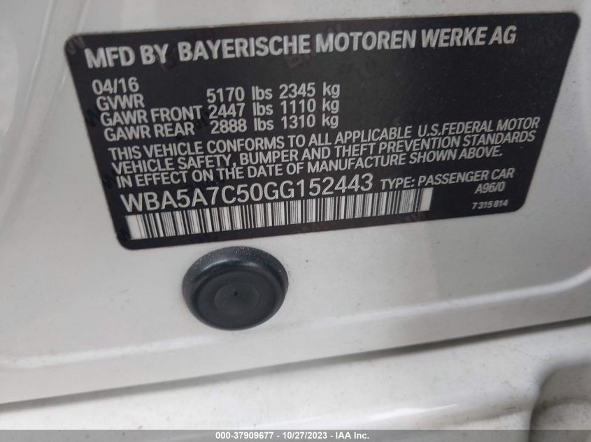 2016 BMW 528I XDRIVE WBA5A7C50GG152443